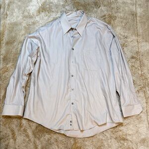 Metaphor Light Beige Pinstripe Dress Shirt